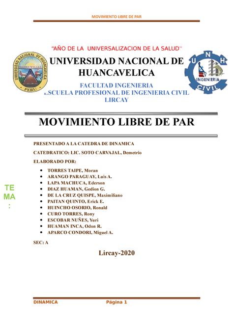 Trabajo Monografico De Dinamica A O De La Universalizacion De La