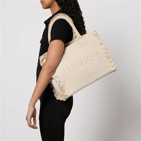 Pinko Beach Shopper Cotton Canvas Tote Bag