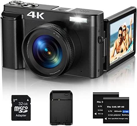 zheozeig Cámara de vlogging digital 4K 48MP visualización abatible de