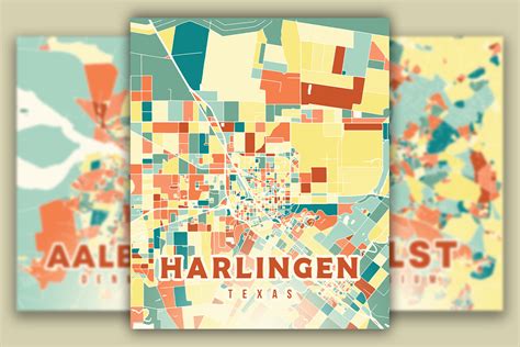 Harlingen Texas Colorful Map Graphic by Poster Boutique · Creative Fabrica