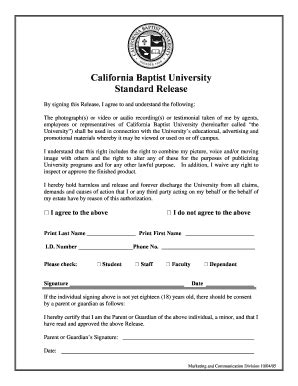 Printable Standard Release Form Templates Fillable Samples In Pdf