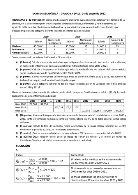 Examen 24 Enero DADE 2022 resuelto Estadística Unizar Studocu