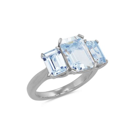 Emerald Cut Aquamarine Ring In 14k White Gold Shane Co