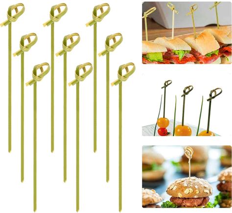 Cheers US Bamboo Cocktail Picks Bamboo Knot Picks 100 Pcs 4 8 Inch With