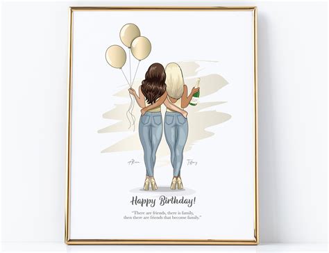 Custom Best Friend Happy Birthday Drawing Best Friend Etsy