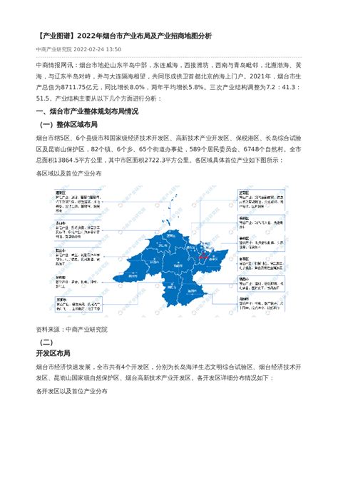 【产业图谱】2022年烟台市产业布局及产业招商地图分析