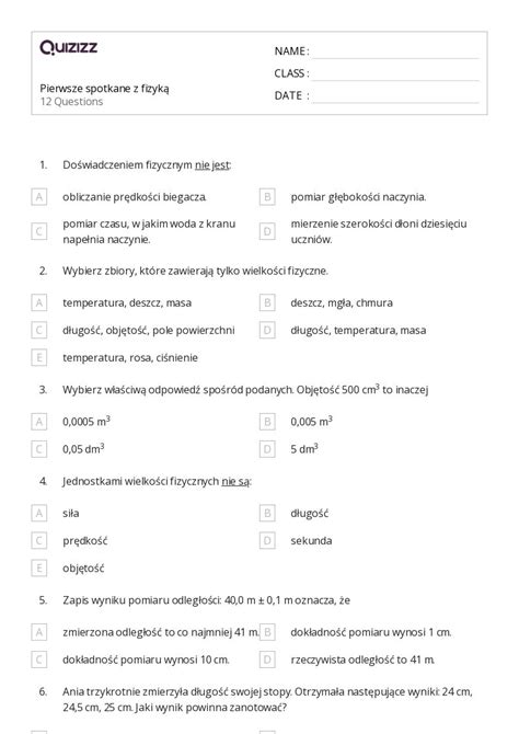 Ponad Pomiar Metryczny Arkuszy Roboczych Dla Klasa W Quizizz
