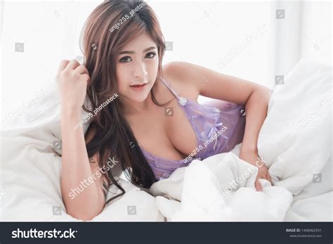 Portrait Sexy Asia Woman Wear Lingerie Stock Photo