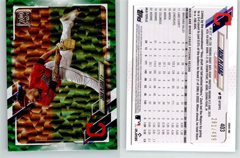 Zach Plesac Topps Green Cleveland Indians Guardians Ebay