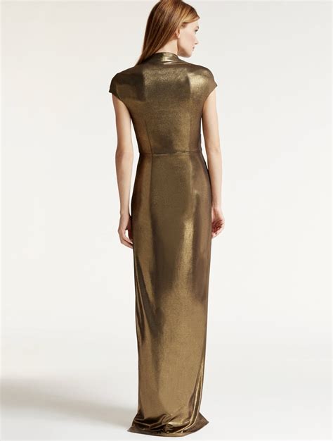 Halston Metallic Jersey Gown In Metallic Lyst