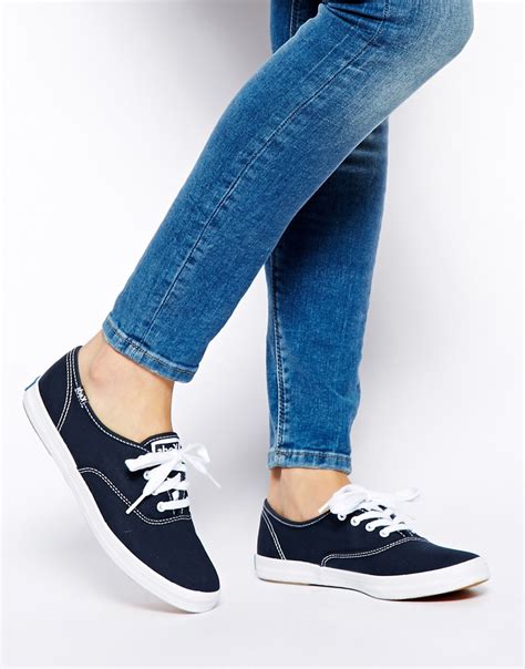 Keds Champion Canvas Navy Plimsoll Shoes In Blue Lyst