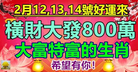 2月121314號好運來，財運逆天，橫財大發800萬，大富特富的生肖 Peekme