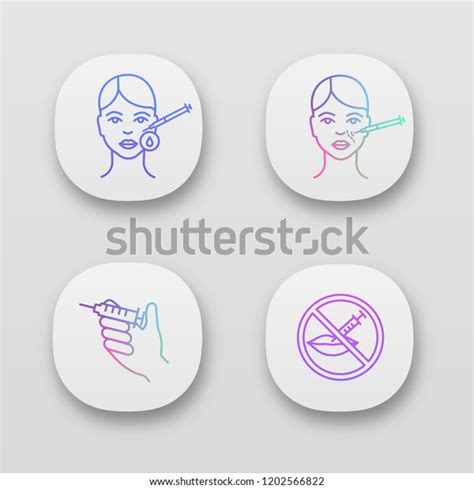 Neurotoxin Injection App Icons Set Makeup Stock Vector Royalty Free