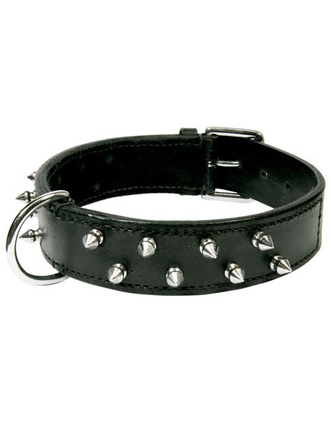 Collier chien en cuir noir avec clous chromés La Boutique à Pierrot