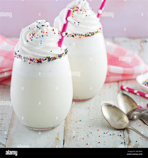 Vanilla Milkshake With Whipped Cream And Sprinkles