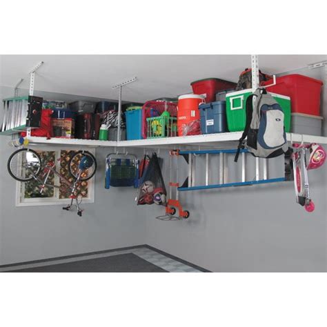 "MonsterRAX Overhead Garage Rack, 4x8, with Hooks, 2-Pack, White (12 ...