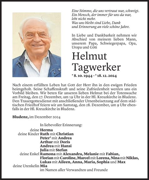 Gedenkkerzen Von Helmut Tagwerker Todesanzeigen Vorarlberger Nachrichten