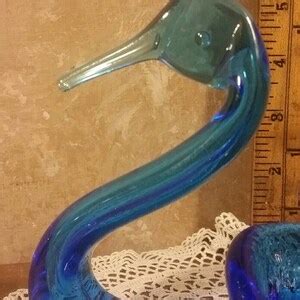 Cobalt Blue Blown Glass Swan Bowl Etsy