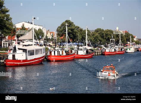 Rostock Warnemuende Germany Fishing Boats In The Harbor At The Old