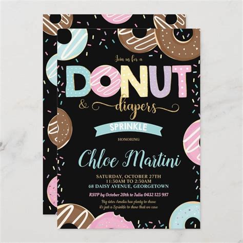 Donut And Diapers Baby Sprinkle Baby Shower Invitation Zazzle