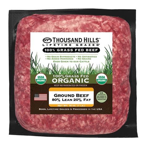 Organic 80/20 Grass Fed Ground Beef – Thousand Hills Lifetime Grazed