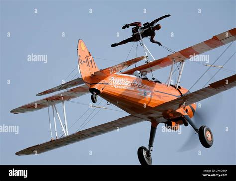 East Kirkby Air Show Wing Walkinbg Display Stock Photo Alamy