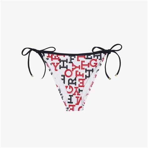 Tommy Hilfiger Cheekying Side Tie Print Kadın Beyaz Bikini Altı KADIN Mayo Bikini SuperStep