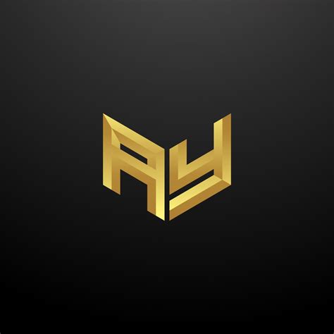 Ay Logo Monogram Letter Initials Design Template With Gold D Texture