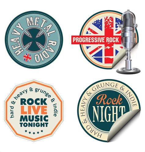 Premium Vector Rock Music Retro Labels