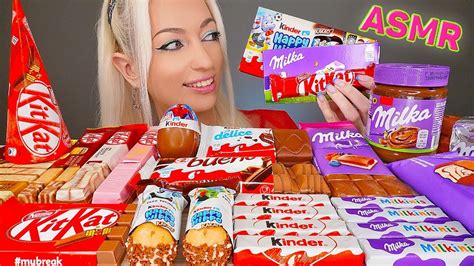 Asmr Eating Chocolate Kinder Milka Kitkat Candy Bars Ice Cream