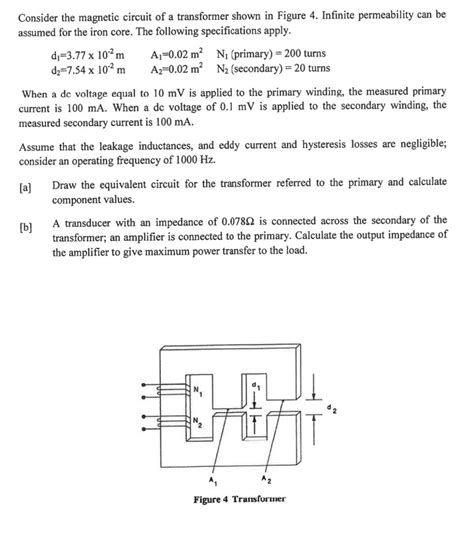 Solved Consider The Magnetic Circuit Of A Transformer Shown In Figure 4 Infinite Permeability