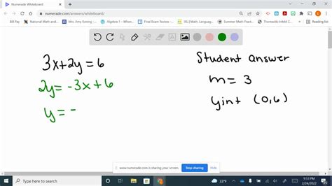 Solveda Student Was Asked For The Slope And Y Intercept Of The