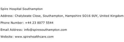 Spire Hospital Southampton Address, Contact Number of Spire Hospital ...