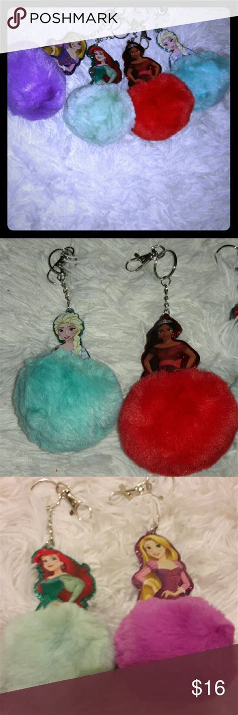 Disney Princess Pom Poms Keychain Womens Fashion Accessories