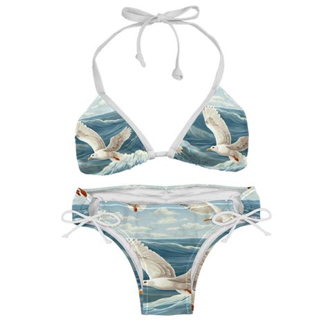 Seagull Detachable Sponge Adjustable Strap Bikini Set Two Pack Swimsuit