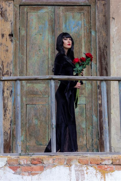 Morticia Addams Dress. V Neck Black Velvet Dress With Long - Etsy