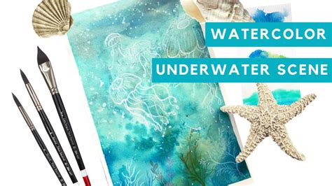 SIMPLE WATERCOLOR UNDERWATER SCENE PAINTING TUTORIAL Easy Watercolor