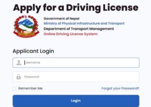 Online Driving License Registration Form Nepal Applydl Dotm Gov Np