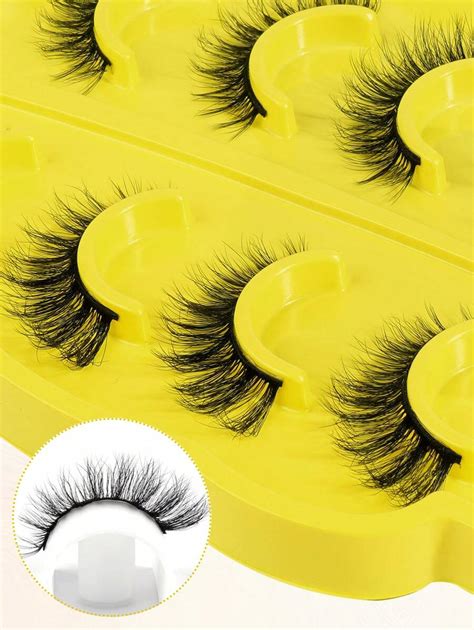 Magefy 5pairsset 3d Faux Mink Hair Fluffy False Eyelashes With Leaf Shaped Tray Natural