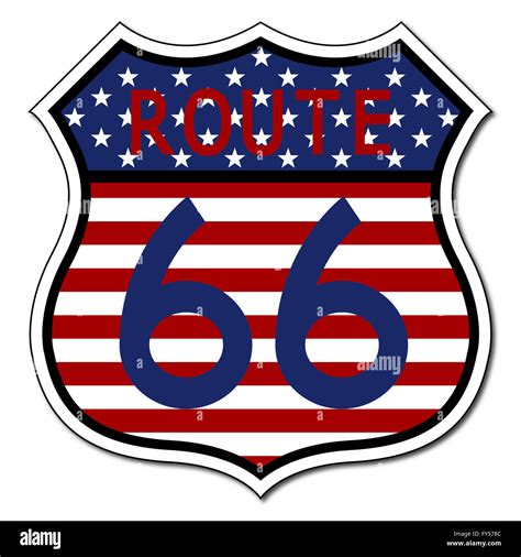 A Us Flag Route 66 Sign Isolated On A White Background Stock Photo Alamy