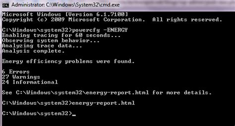 Powercfg Energy Report To Improve Battery Life In Windows 7