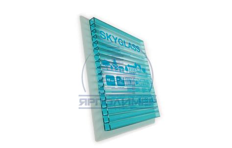 Купить Сотовый поликарбонат 10 мм SkyGlass бирюза 12 м в Ярполимер!