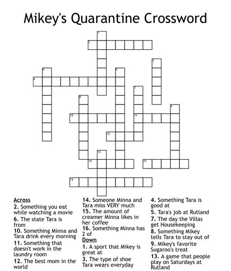 Mikey S Quarantine Crossword Wordmint