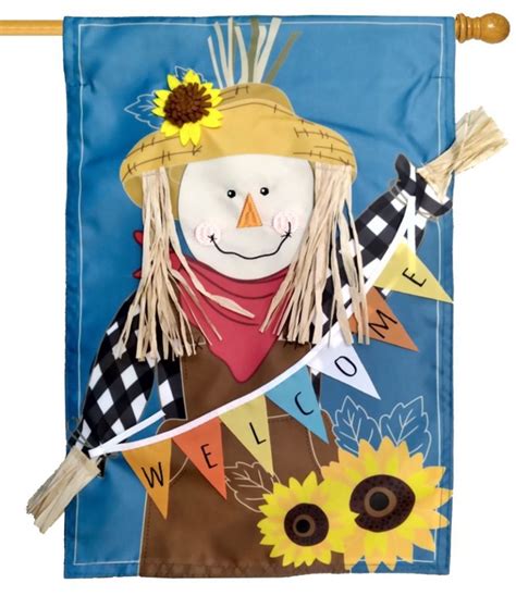 Happy Harvest Scarecrow House Flag I Americas Flags