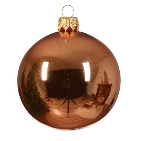 Lot de 4 boules de Noël en verre D100 mm Arctique brillantes Cuivre