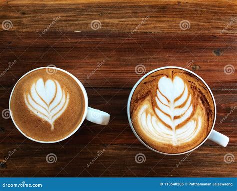 Piccolo Latte Art Coffee and Cappuccino Coffee in White Cup Stock Photo - Image of barista ...