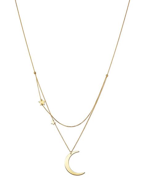 Moon And Meadow Crescent And Star Charm Layered Necklace In 14k Yellow Gold