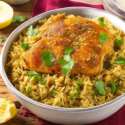 Gourmet Chicken Biryani with Steamed Basmati Rice Stock Image - Image ...