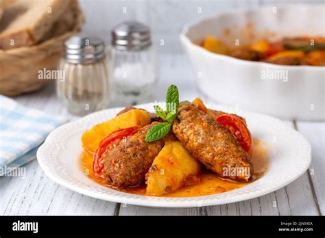 Traditional Homemade Turkish Food Kofte Kofta With Tomato Sauce And