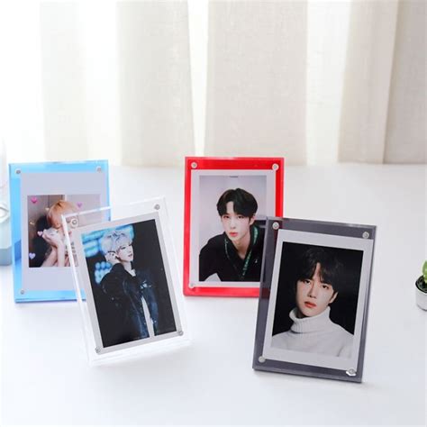 3 Inch Acrylic Photo Frame Transparent Colorful Card Display Magnetic ...